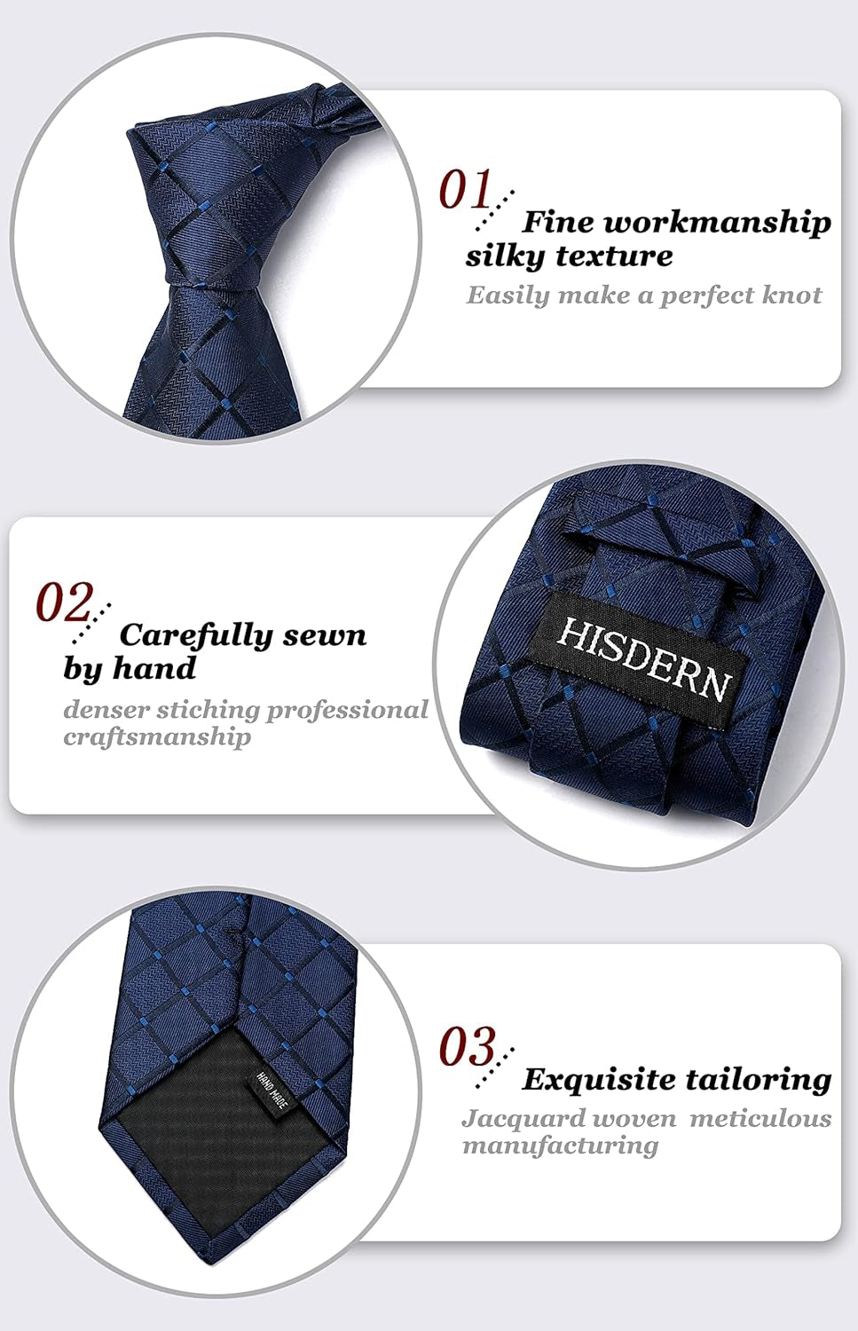Plaid Checkered Tie Handkerchief Woven Classic Formal Men'S Necktie & Pocket Square Set