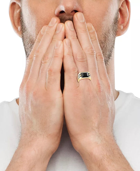 EFFY® Men'S Onyx & Diamond (3/4 Ct. T.W.) Ring in 14K Gold