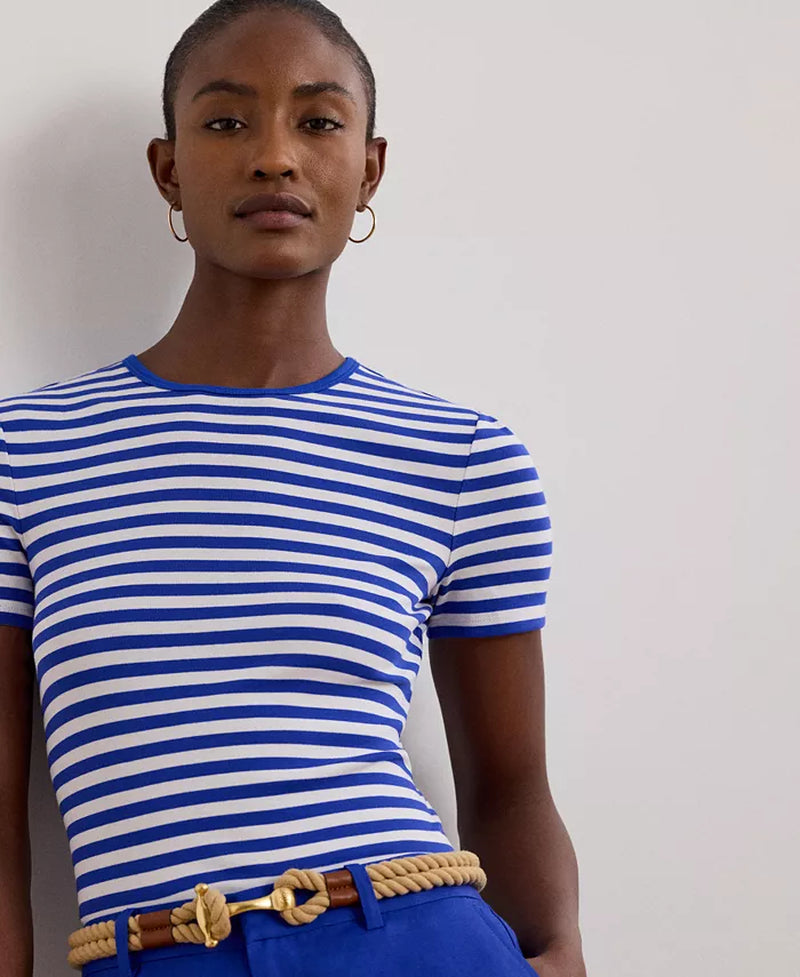 Women'S Striped Stretch Cotton Crewneck Tee