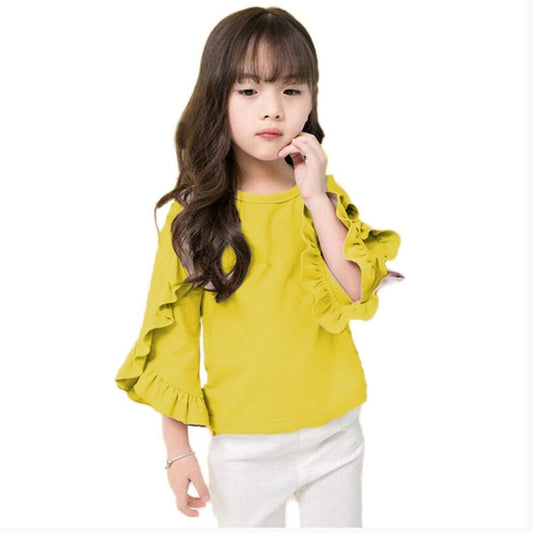 Little Girls Ruffle Bat T Shirt Autumn Princess Girl Blouses Spring Tops