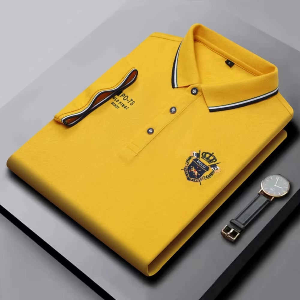 Summer Mens Short Sleeve Polo Shirt Luxury Embroidered Tshirts Lapel Anti-Wrinkle Lightweight Tops Cotton Mens T Shirts