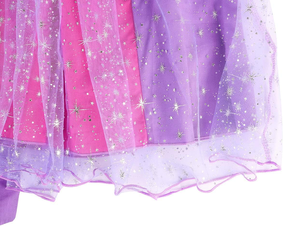 Princess Dress Costume for Little Girls Christmas Day Gift Birthday Party Shining Dress(Purple with Accessories, 120Cm