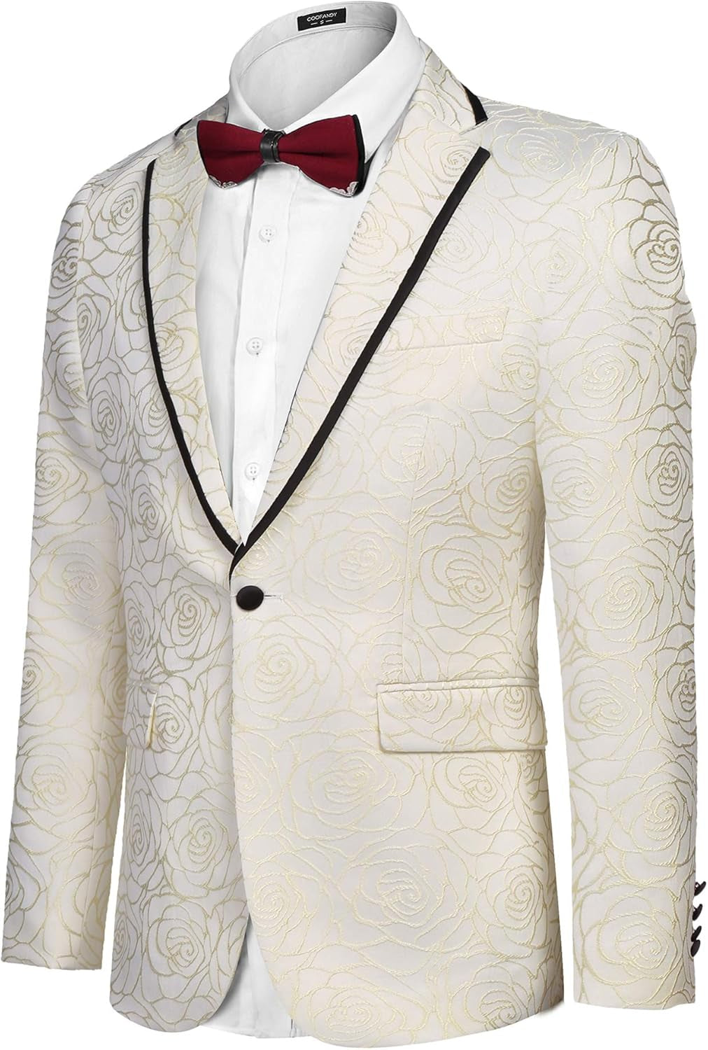 Men'S Floral Suit Jacket Embroidered Wedding Blazer Party Dinner Tuxedo