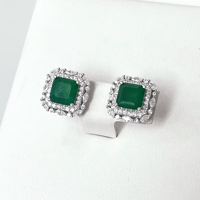 Wholesale Brand 100% 925 Sterling Silver Paraiba Tourmaline Gemstone Birthstone Ear Studs Earrings Ladies Fine Jewelry