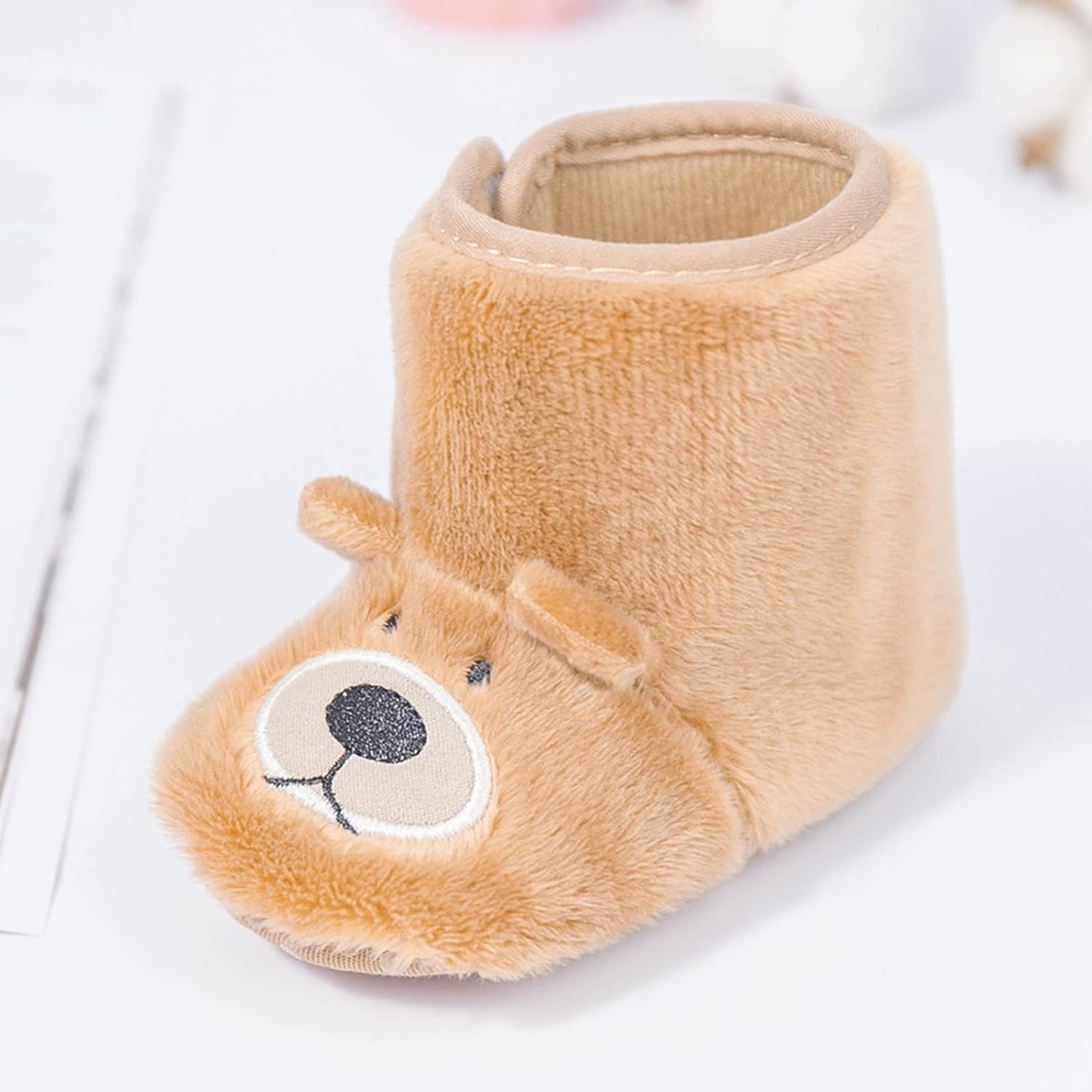 Baby Fleece Booties Newborn Unisex Booties Non-Slip Toddler First Walkers Warm Shoes House Slippers for Boys Girls Toddlers