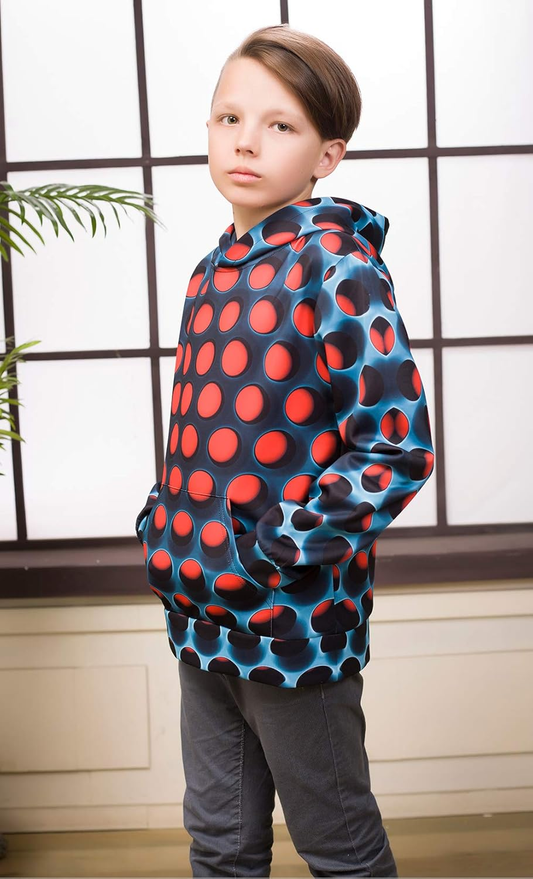 Hoodie for Girls Boys Size 8-10 3D Graphic Sweatshirt Exaggerated Color Block Printed Long Sleeve Hoody for Kids 8-11 Years Red Brown