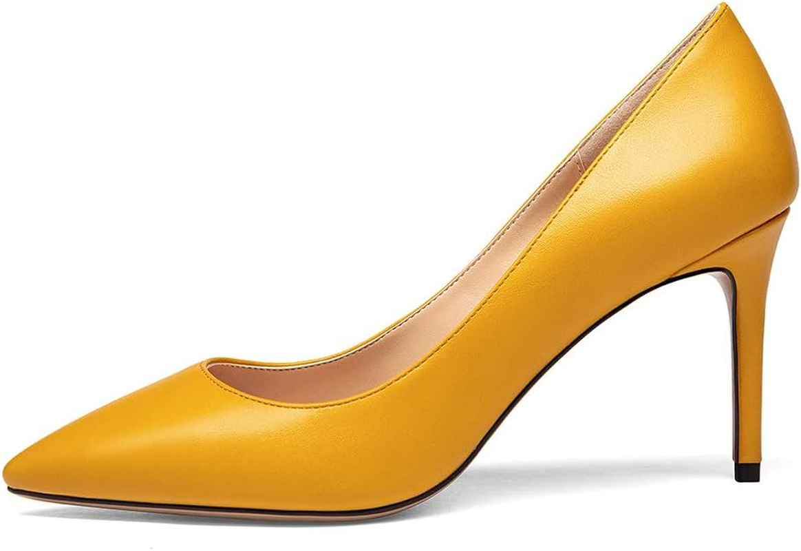 Miusy Shoes Women'S Pointed Toe Slip on Medium High Heels Pumps Dress Shoes