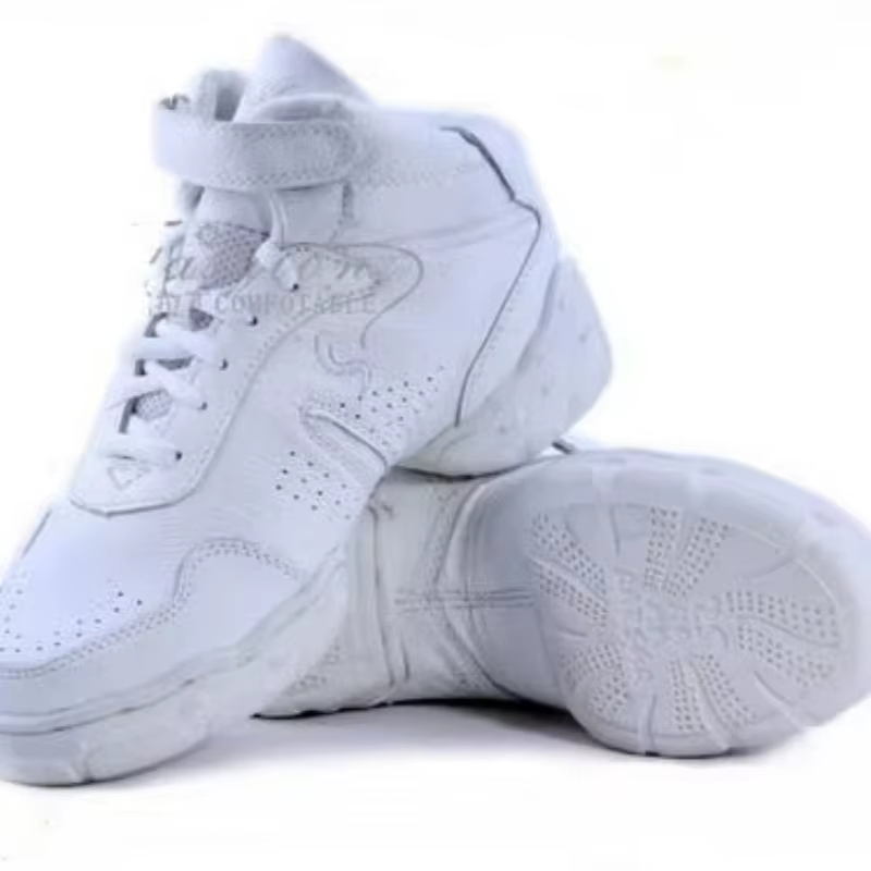 New Leather High Heel Wedge Platform Black White Dance Shoes Jazz Sneakers Women Hip Hop Sneakers