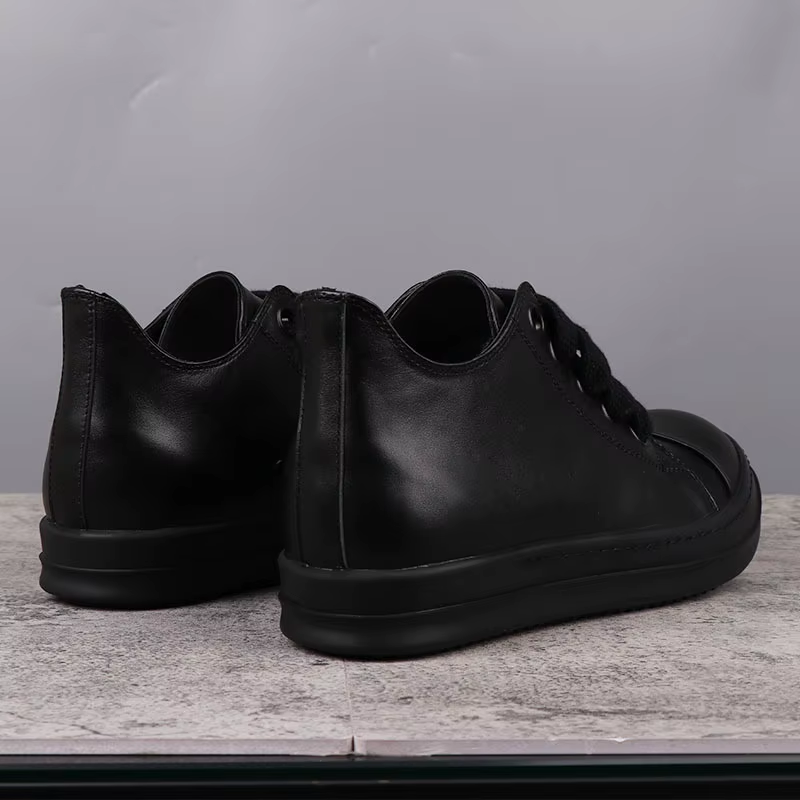 Popular Men'S Sneakers Leather Shoes for Woman All Black Solid Men'S Casual Shoes Jumbo Shoelace Women'S Sneakers