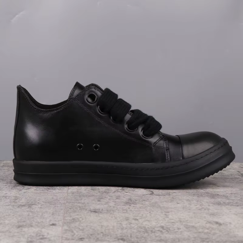 Popular Men'S Sneakers Leather Shoes for Woman All Black Solid Men'S Casual Shoes Jumbo Shoelace Women'S Sneakers