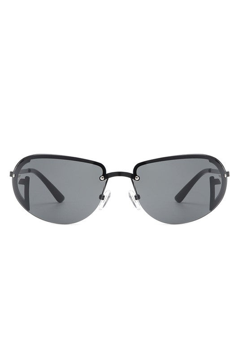 Retro Rimless Oval Tinted round Sunglasses