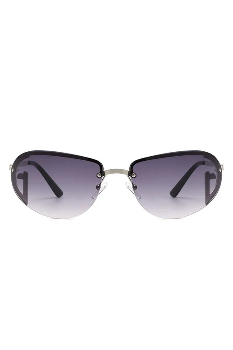 Retro Rimless Oval Tinted round Sunglasses