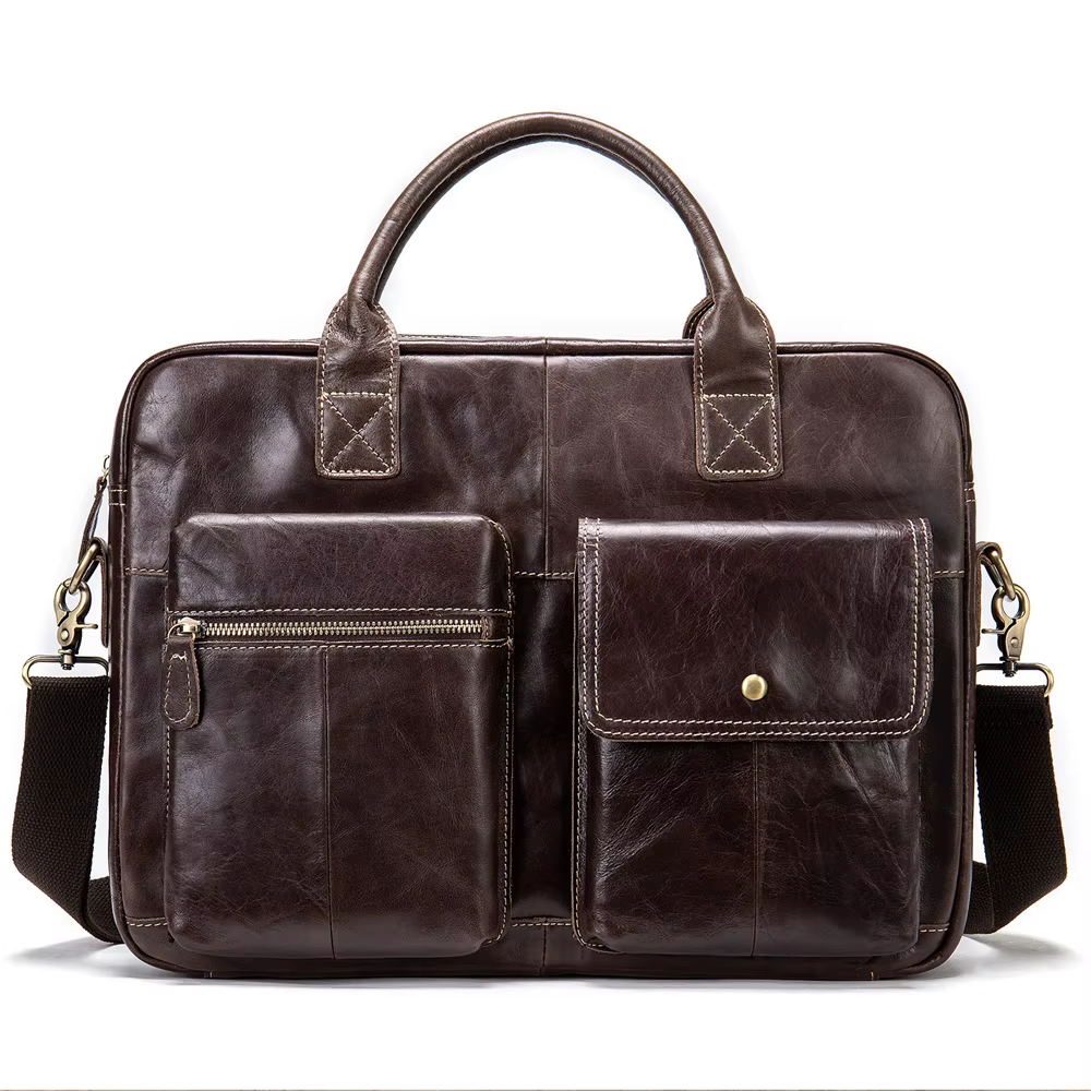 Shoulder Bag Men Handbags Totes for Laptop 14 Zip Messenger Bag Man Leather Briefcases Bags Men Genuine Leather Bags 7212