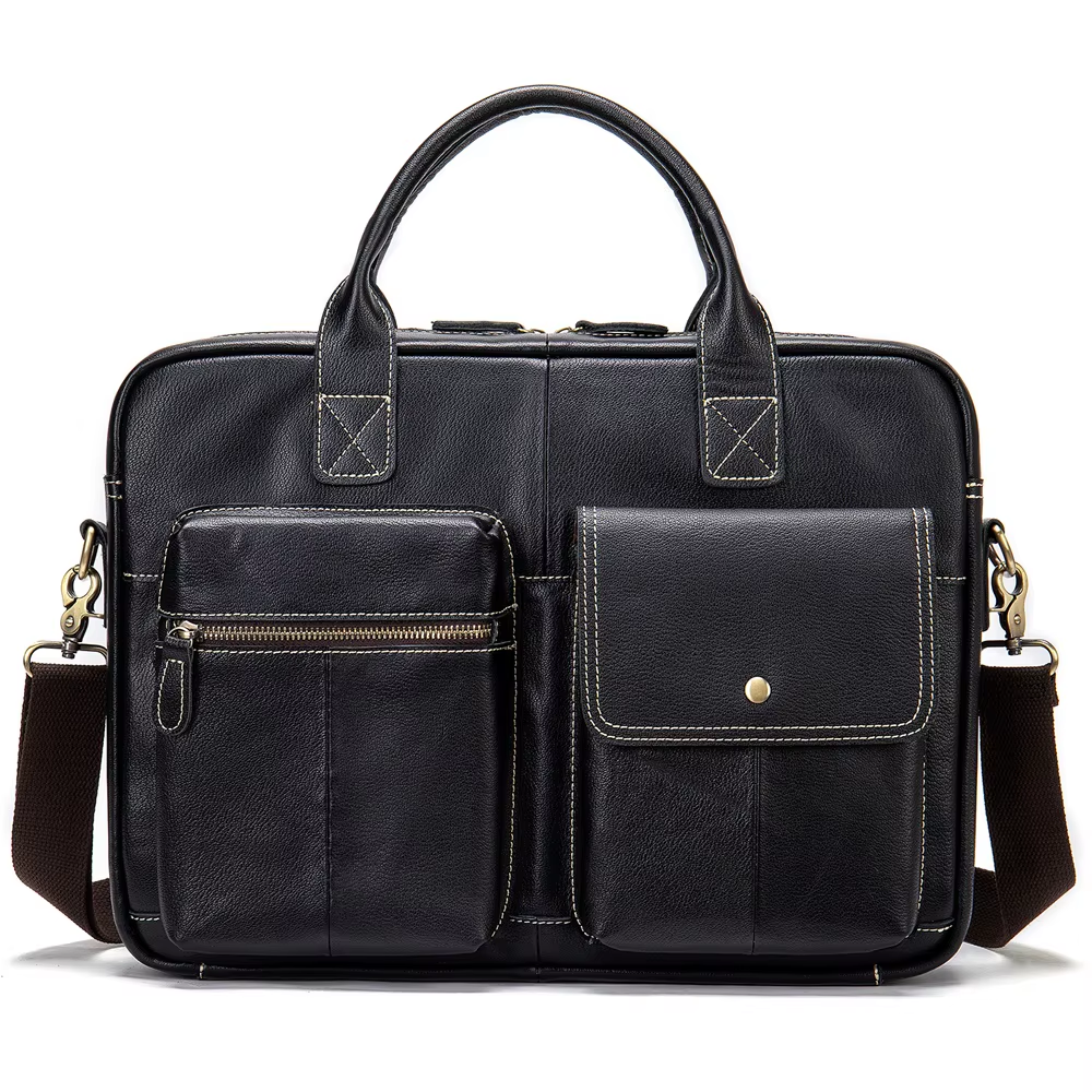 Shoulder Bag Men Handbags Totes for Laptop 14 Zip Messenger Bag Man Leather Briefcases Bags Men Genuine Leather Bags 7212