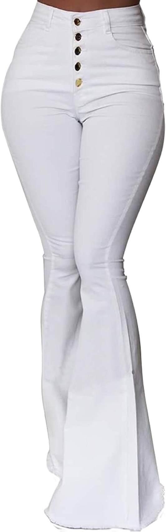 Solid Button down Wide Leg Flared Bell Bottom Pants