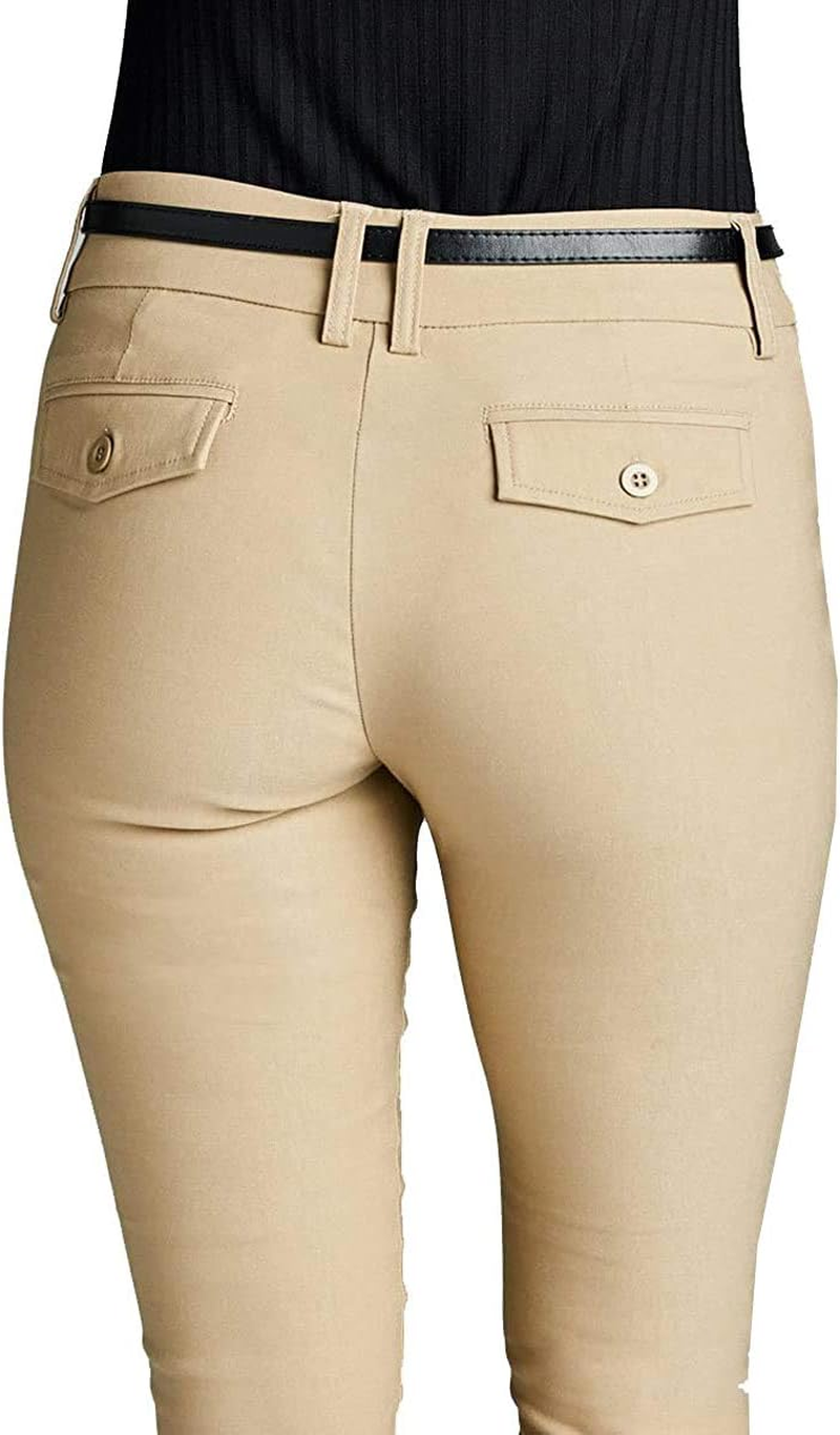 Women'S Belted Bengaline Ankle Length Pants
