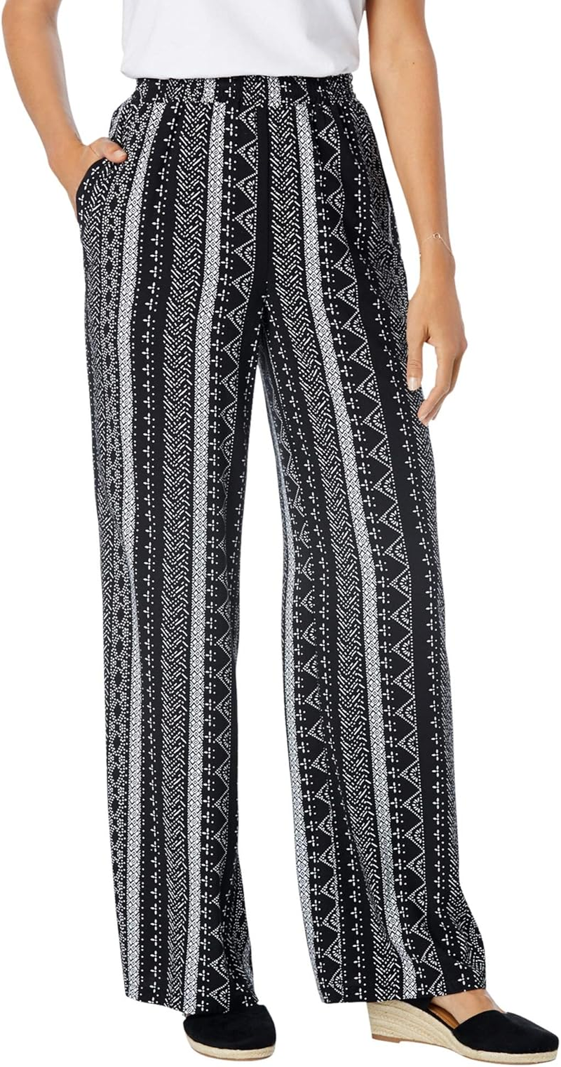 Women'S plus Size Pull-On Elastic Waist Soft Pants
