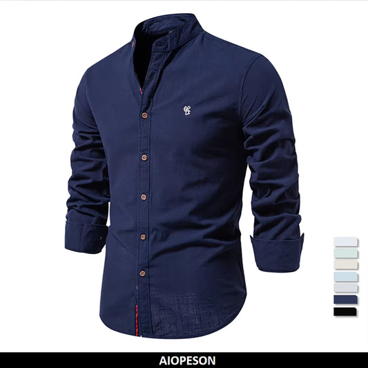 New Spring Cotton Social Shirt Men Solid Color High Quality Long Sleeve Shirt for Men Lapel Casual Social Men'S Shirts