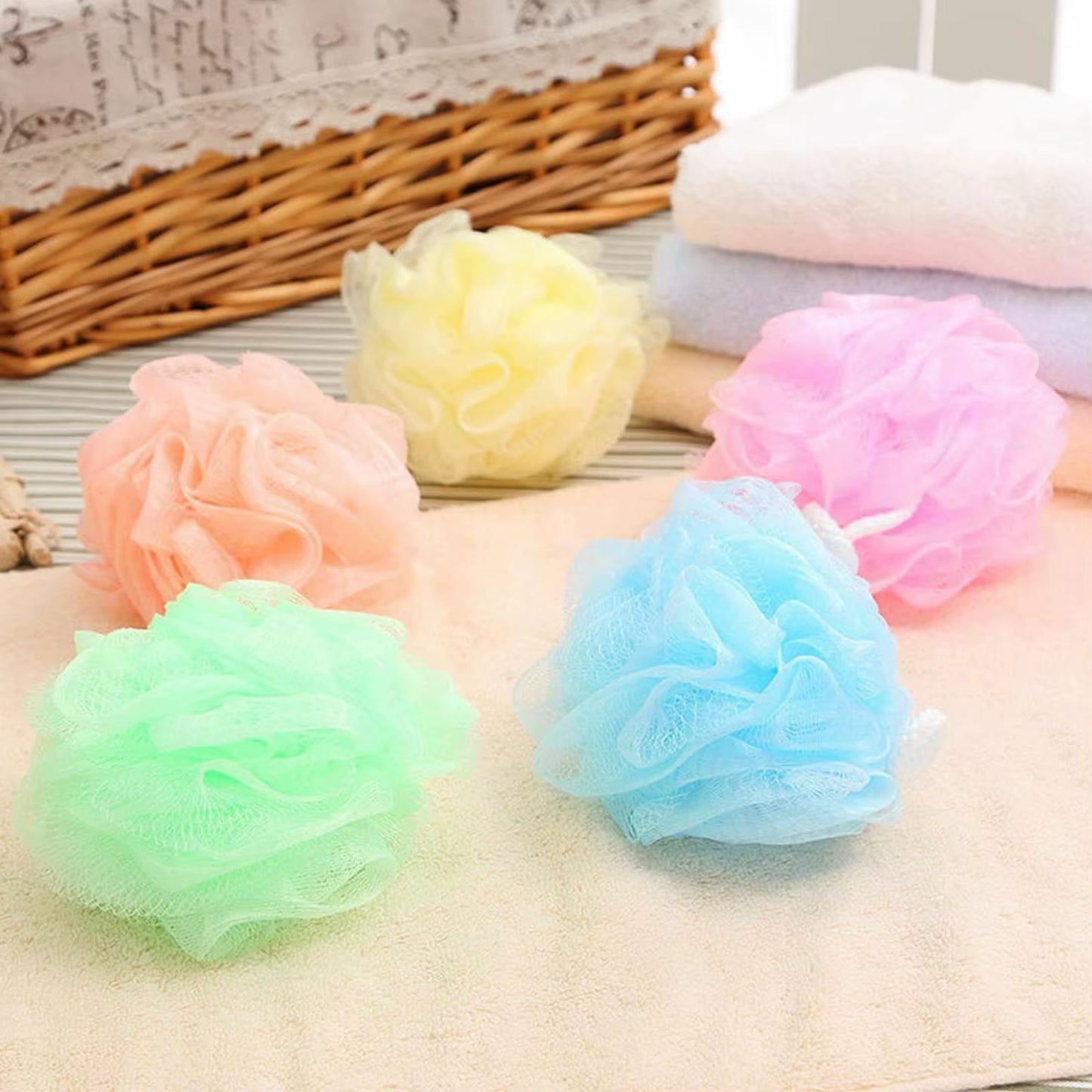 1PCS Soft Body Bubbles Sponge Bath Ball Nylon Scrubber Loofah Mesh Net Ball Cleaning Bath Sponge Multi-Color Shower Flower