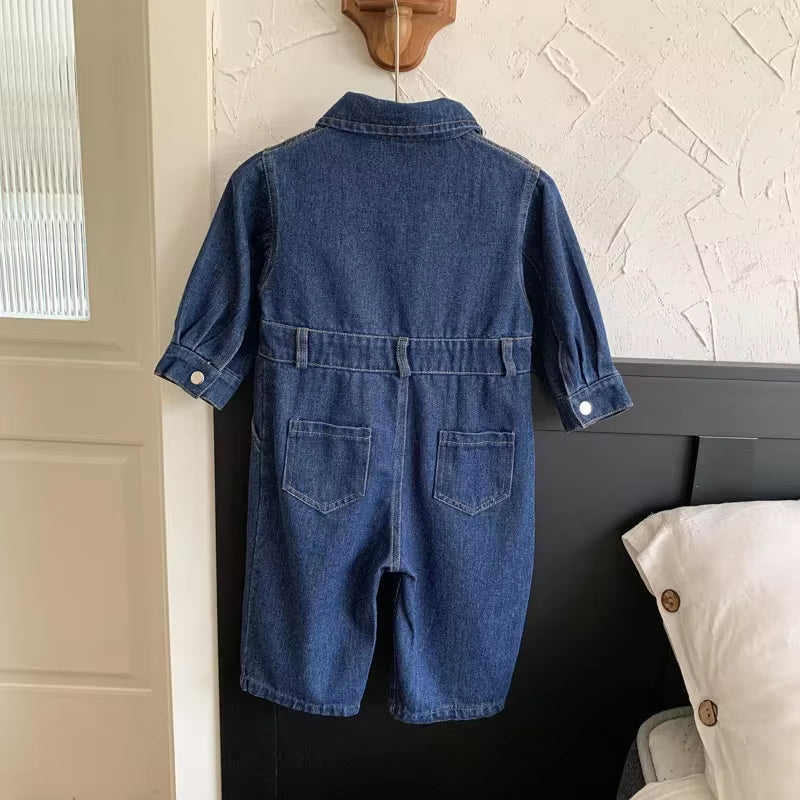 2024 Baby Toddler Jeans Romper Boy Girl Denim Overalls Fashion Children One Piece Pants Long Sleeve Jumpsuit Casual Child Kids