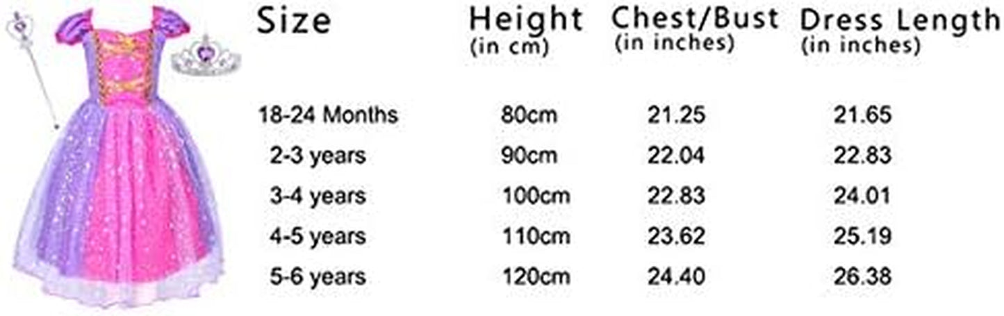 Princess Dress Costume for Little Girls Christmas Day Gift Birthday Party Shining Dress(Purple with Accessories, 120Cm