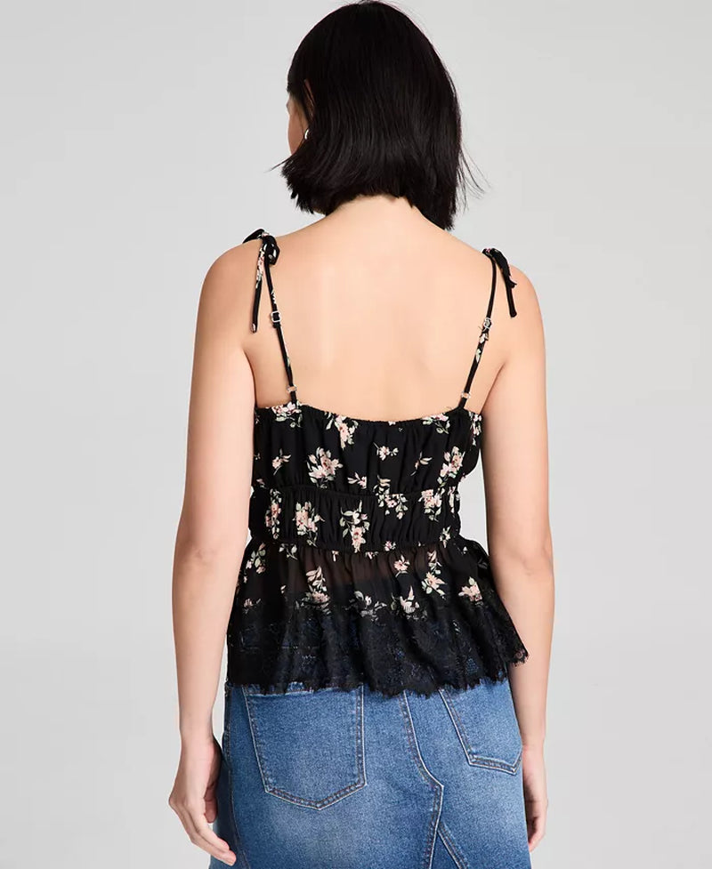 Women'S Lace-Trim Floral Print Sleeveless Top, Exclusively at Macy'S