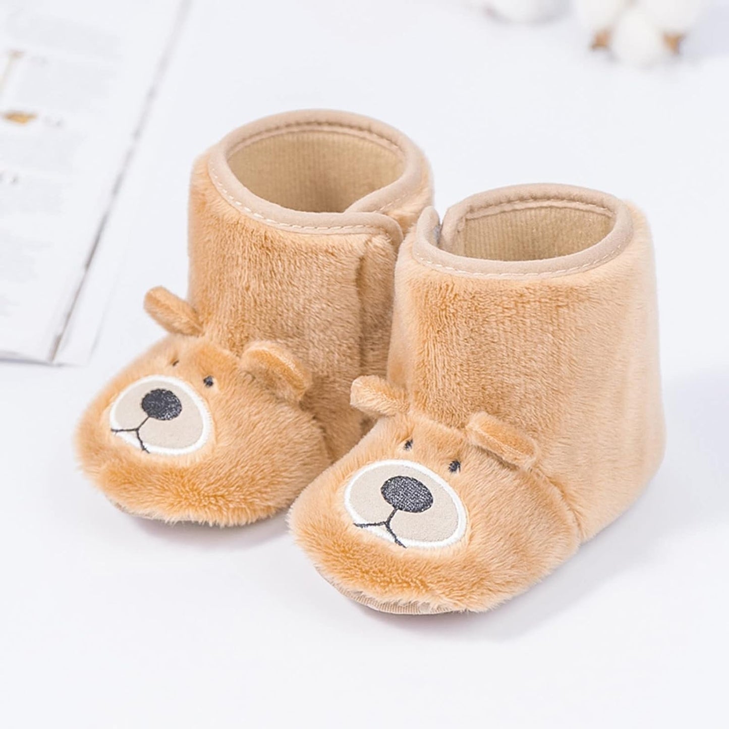 Baby Fleece Booties Newborn Unisex Booties Non-Slip Toddler First Walkers Warm Shoes House Slippers for Boys Girls Toddlers
