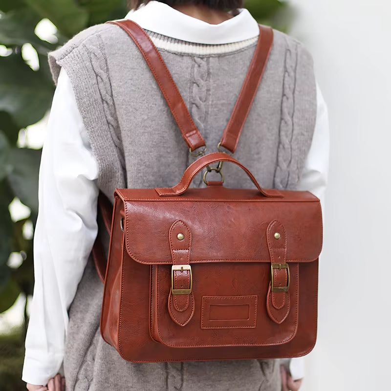 Korean Version Women Backpack 2023 New Multifunction Female Big Tote Bag PU Leather College Style Shoulder Bag Student Schoolbag