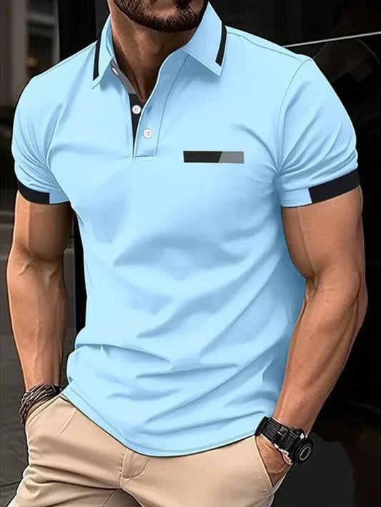 Men'S Short Sleeve Polo Shirt , Summer Casual Lapel Sports Men Polos Gift for Men EUROPEAN Measurement