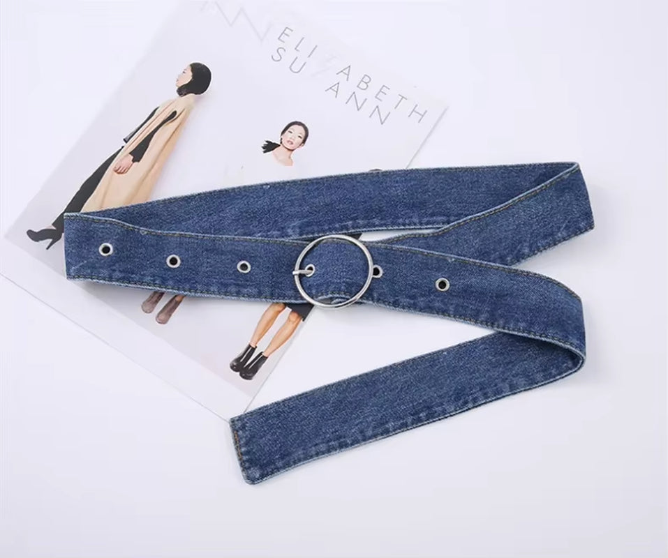 Women'S Belt for Denim Waist Pin Buckle Wide Young Girls Fashion Retro Outer Wearing Accessories Shirt Skirt Decorative Belts