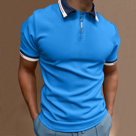 Mens Short Sleeve Polo Shirts Men'S Polo Shirt Casual Knit Short Sleeve Polo T Shirt Classic Fit Shirts(Blue,Xl)