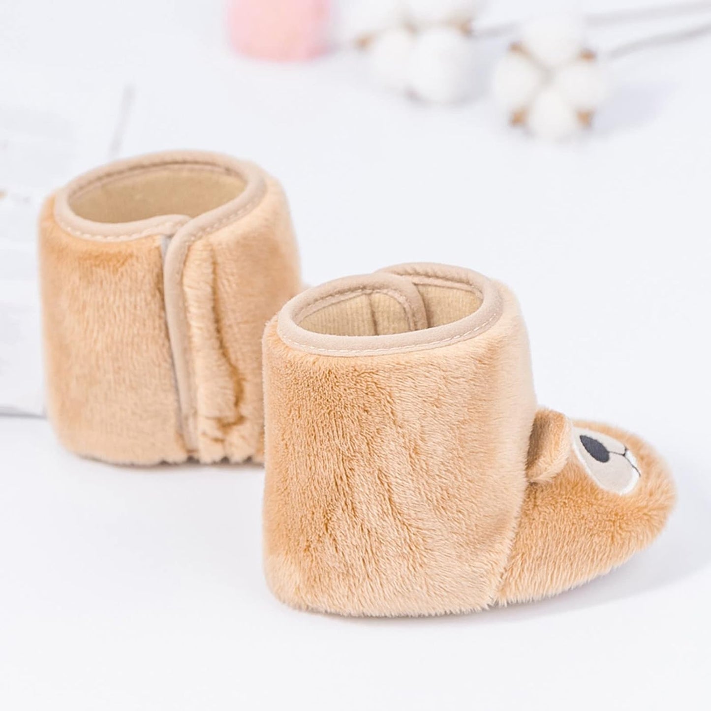 Baby Fleece Booties Newborn Unisex Booties Non-Slip Toddler First Walkers Warm Shoes House Slippers for Boys Girls Toddlers