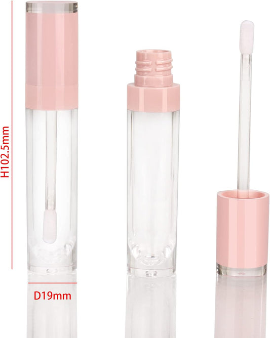 26 Pcs Refillable Empty 8Ml Lip Gloss Tubes with Clear Wand,Round Pink Lipgloss Containers,Diy Cosmetic Packing Container Bulk Wholesale