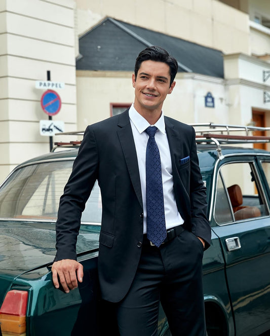 Plaid Checkered Tie Handkerchief Woven Classic Formal Men'S Necktie & Pocket Square Set