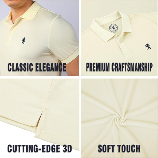 Mens Striped Short Sleeve Polo Shirts 4 Pack