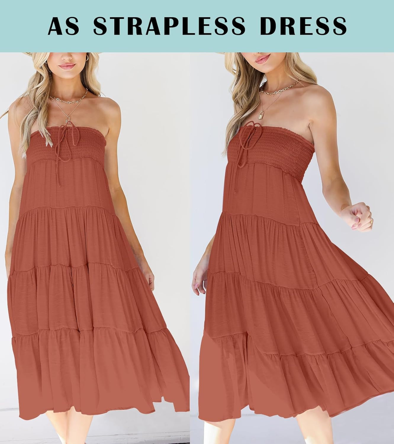 Women'S Summer Flowy Boho Maxi Skirt Trendy Drawstring Elastic High Waist Pleated Tiered a Line Beach Long Skirts