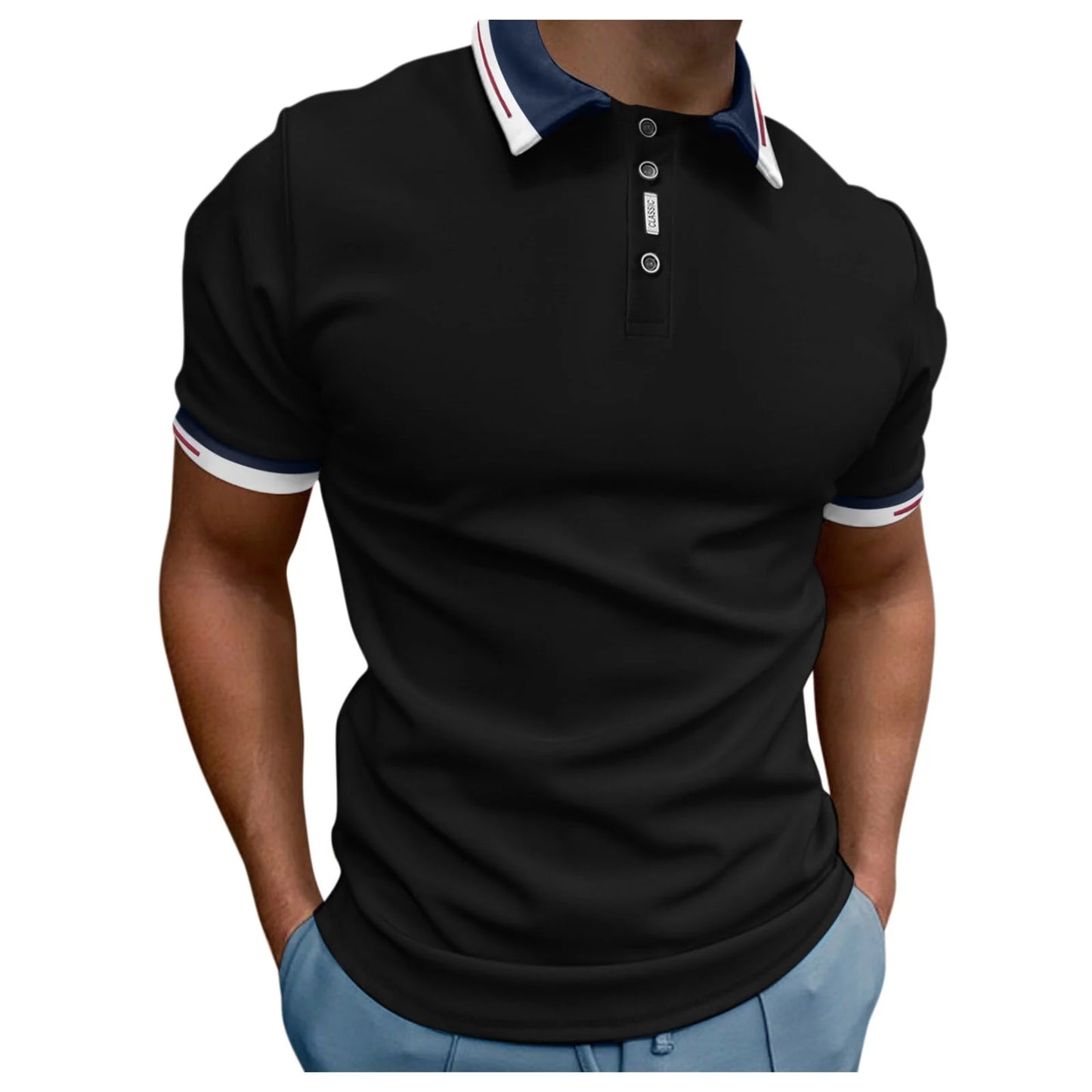 Mens Short Sleeve Polo Shirts Men'S Polo Shirt Casual Knit Short Sleeve Polo T Shirt Classic Fit Shirts(Blue,Xl)