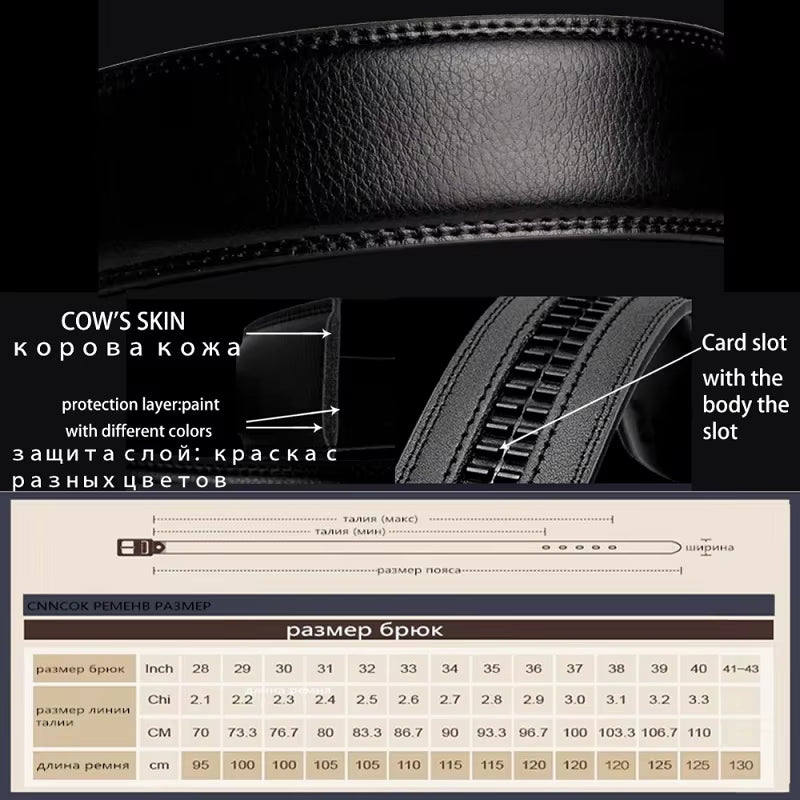 Men Belts Automatic Buckle Belt Genune Leather High Quality Black Male Belts for Men Leather Strap Casual Buises for Jeans