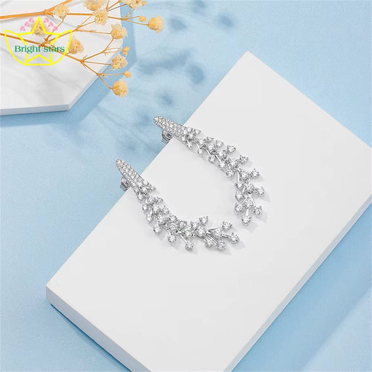 Bright Star Light Luxury Long Tassel Earrings Synthetic Zircon 925 Silver Nail Phoenix Feather Earrings