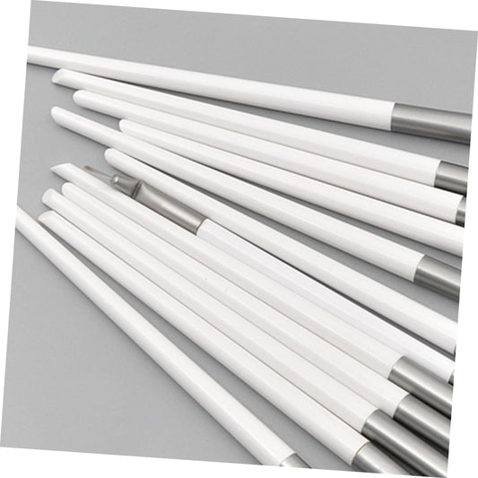 Ultra-Dense Rayon Makeup Brush Set 12Pcs Kit Labels White Plastic Handle Foundation Brush for Women Essential Tools for Beautiful Make up Cosmetic Set