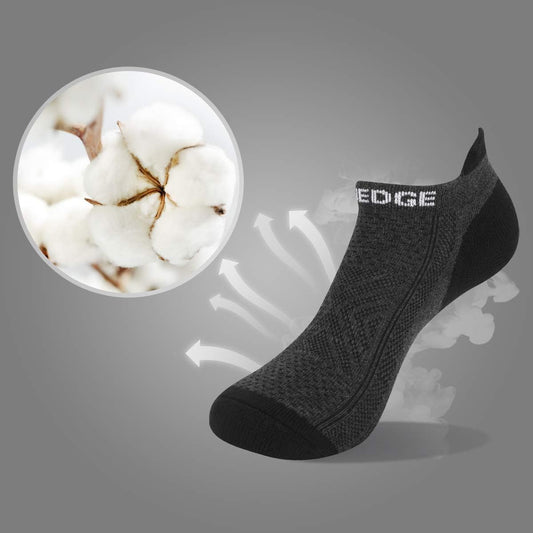 Mens Ankle Socks 5 Pairs/Pack Athletic Cushioned Breathable Low Cut Running Socks(Blue, Large)