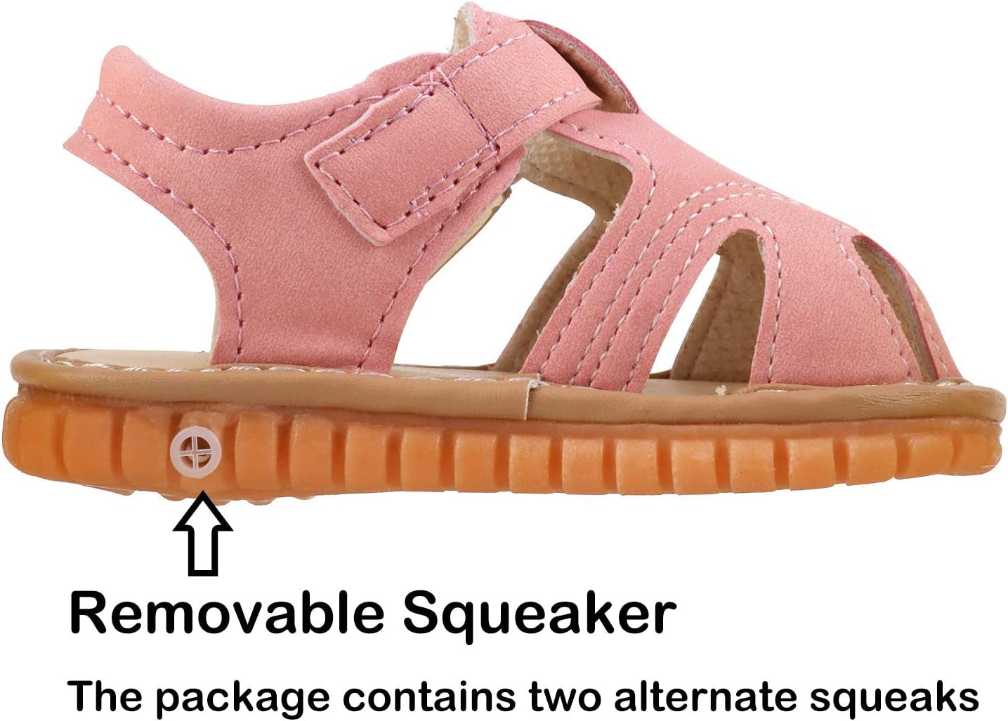 Toddler Boys & Girls Squeaky Sandals Closed-Toe Anti-Slip Rubber Sole First Walkers Shoes