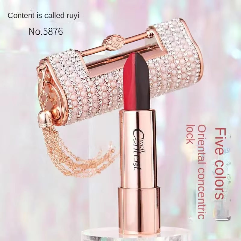 5 in 1 Locks Matte Lipstick Lasting Pigmented Waterproof Makeup Silky Touch Charming Woman Beauty Cosmetic