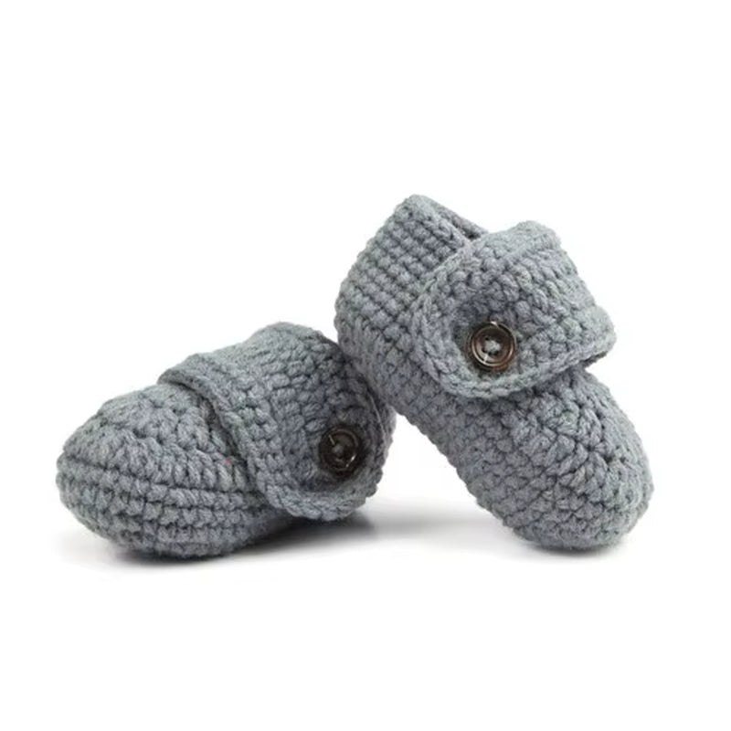 Fashion Comfortable Buckle Baby Shoes Handmade Knitting Crochet Booties Crib Walk Shoes for Infants Toddlers