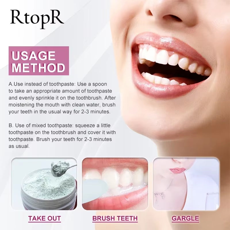 Teeth Whitening Powder Pearl Essence Natural Dental Toothpaste Toothbrush Kit Oral Hygiene for Remove Stains Plaque 55G