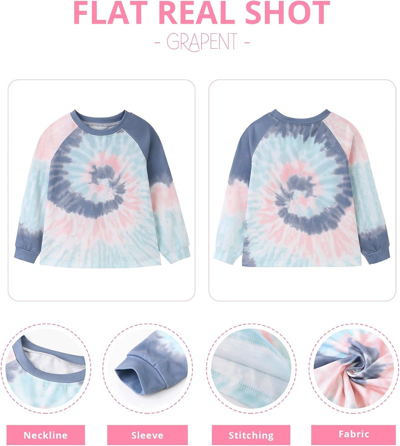 Tie Dye Print Active Hoodie Long Sleeve Sweatshirts Pullover Tops 4-13
