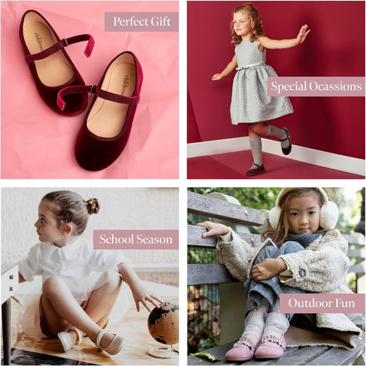 Mary Jane Shoes for Girls – Classic & Comfortable Dress Shoes for Toddlers & Kids – Perfect Flats for School, Play, and Special Occasions (Velvet)