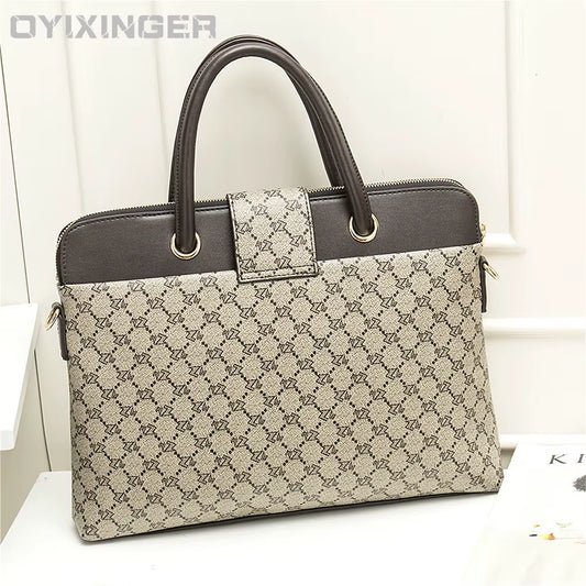 Fashion Women Leather Laptop Briefcases Office Lady Handbags for Woman Business Leather Handbag Notebook Computer Shoulder Bags