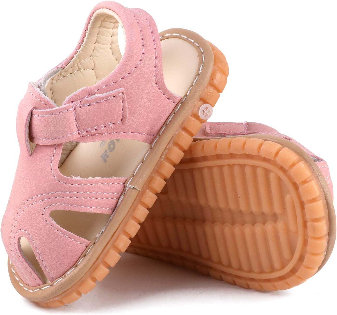Toddler Boys & Girls Squeaky Sandals Closed-Toe Anti-Slip Rubber Sole First Walkers Shoes