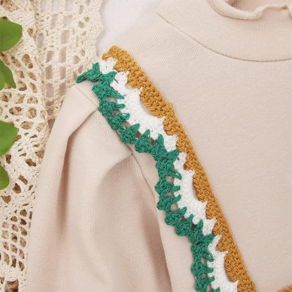 Toddler Girls Long Sleeve Turtle Neck Top Embroidery High Neck Blouse Casual Pullovers Infant Tee Underwear Shirt